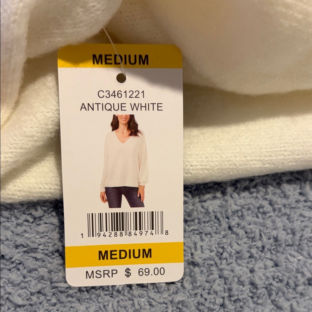 Vince Camuto Cream V-Neck Sweater - Picture 10 of 10